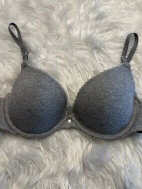 Maidenform | 36B Heather Gray Cotton Push-Up Bra With Underwire and Cute Accents
